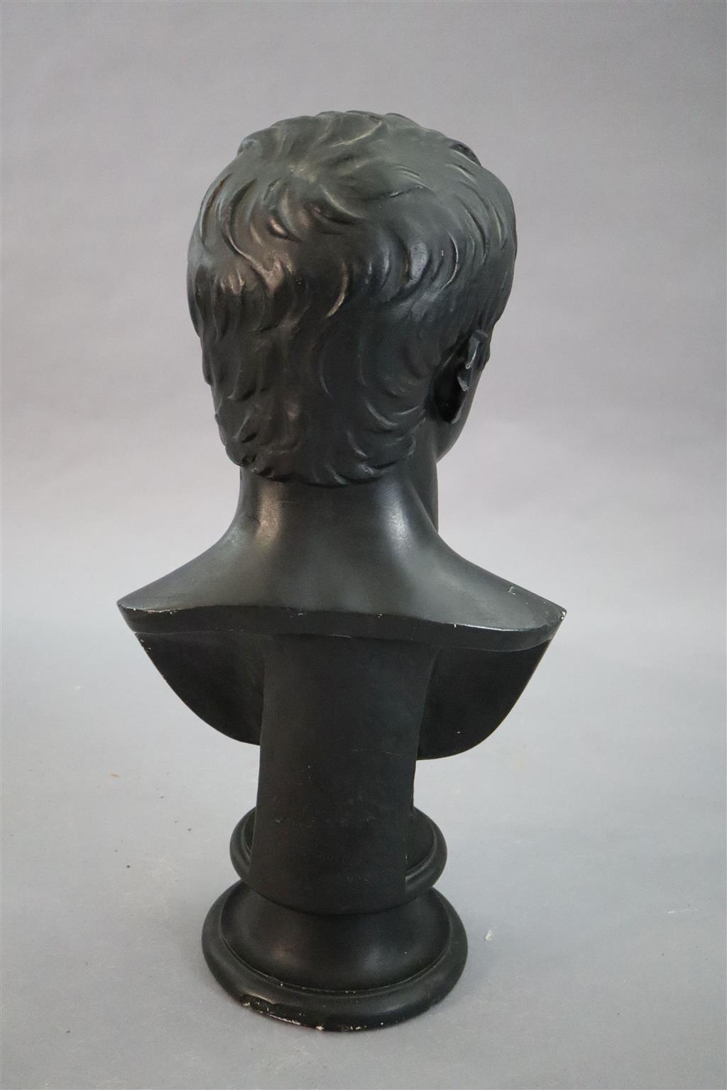 D. Brucciani & Co of London. An ebonised plaster bust of Augustus, height 27in.